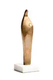 Arthur Dooley, Madonna, 1990, bronze with single pearl inlaid on upper chest on a marble base