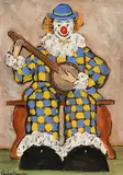 Gladys Maccabe, Seated Clown with a Banjo
