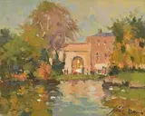 Liam Treacy, St. Stephen's Green, Dublin, oil on canvas board