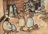 George Campbell, Group of Fishermen's Wives from Pedregalos, Spain, watercolour