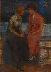 Confidants by Aloysius C. O'Kelly, oil on board, sold Sep 2021