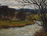 Hans Iten, Sunset on the Lagan at Drumbeg, oil on board