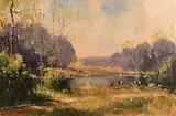 Tending the Herd by George K. Gillespie, oil on canvas, offered Sep 2021