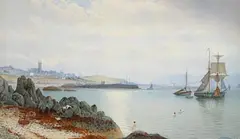 Anthony Carey Stannus, Swimming to the Tall Ship, 1878, watercolour