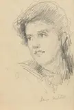 Susan Mitchell by John Butler Yeats, pencil on paper, sold Sep 2021
