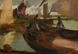 Samuel Connolly Taylor, Concarneau Harbour, oil on panel