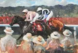 John Fitzgerald, Trackside, Glorious Goodwood, oil on board