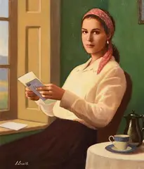 James Cahill, The Letter, oil on canvas board
