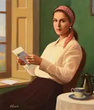 James Cahill, The Letter, oil on canvas board