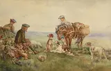 James Hardy, Scottish Hunting Party, watercolour