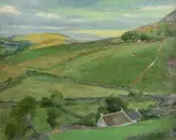 Michael Augustine Power O'Malley, Hilly Landscape with Cottages, oil on canvas