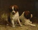Eugène Lambert, St. Bernard Pups, oil on panel
