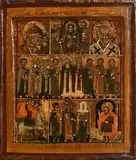 18th Century Russian School, Mother Kasanskaya, Anastasia and the Saints, oil on panel