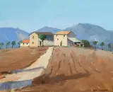 Sian Maguire, Tuscan Farm, 2002, oil on board