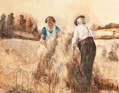 Emma Spence, Stooking the Straw, 2006, mixed media on paper