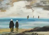 Watching the Boats by Markey Robinson, gouache, sold Sep 2021