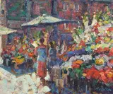 Slower Sellers, Grafton Street by Norman Teeling, oil on board, sold Sep 2021