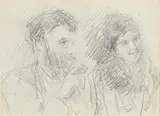 George Russell and Mary Walker (Second Drawing Verso) by John Butler Yeats, pencil drawing, sold Aug 2021