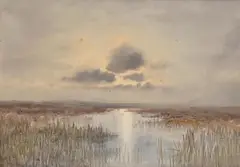 William Percy French, Sunset in Mayo, watercolour