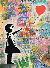 Thierry Guetta, Balloon Girl, 2020, unique silkscreen and mixed media