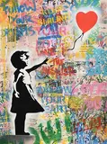 Thierry Guetta, Balloon Girl, 2020, unique silkscreen and mixed media