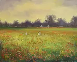 Poppy Field, Rush, Co. Dublin by Norman J. McCaig, oil on board, sold Aug 2021