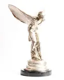Spirit of Ecstacy by Charles Robinson Sykes British, silver plated sculpture on marble base, sold Aug 2021