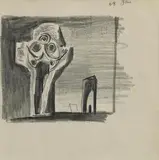 Colin Middleton, Beyond the Cross, pencil drawing