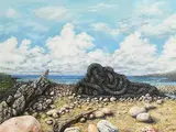 Corina Thornton, An Ode to the Fisherman, oil and granite on canvas