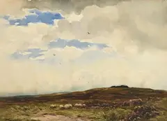 Wycliffe Egginton, Sheep Grazing, watercolour