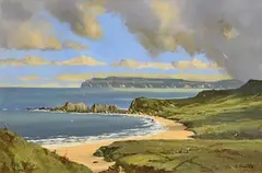 David Anthony Overend, Antrim Coast, oil on canvas