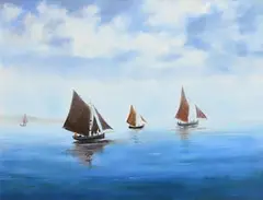 Sailing in the Mist by Sara Sue MacNeill, oil on canvas, sold Aug 2021