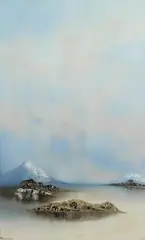 Alpine Scene by S.M. Franciscovich, oil on canvas, sold Aug 2021