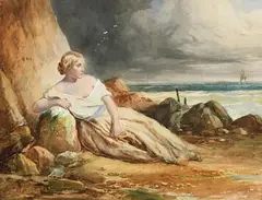 Daniel Maclise, The Storm Maiden, watercolour