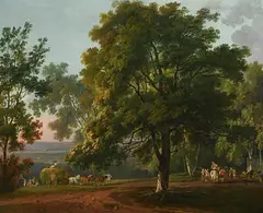George Barret, The Hay Wain, A Landscape with Harvesters Going Home at the End of the Day, oil on canvas
