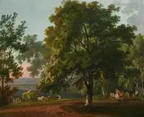 George Barret, The Hay Wain, A Landscape with Harvesters Going Home at the End of the Day, oil on canvas