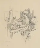 Mainie Jellet, Painting Lesson, Fitzwilliam Square Studio, 1918, pencil on paper