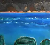 Barrie Cooke, Blue, White Wavelets - Green Islands