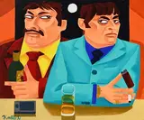 The Gangsters by Graham Knuttel, oil on canvas, sold Jun 2021