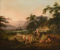 John George Mulvany, Family at Rest near Carlingford Lough, c.1826-1834, oil on canvas