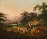 John George Mulvany, Family at Rest near Carlingford Lough, c.1826-1834, oil on canvas