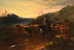 William Henry Watson, Mounted Horsemen (1870)(Valentine Walker Bromley (1848-1877) painted the Mounted Horsemen), oil on canvas