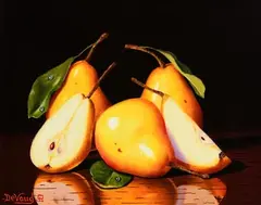 Patrick Devaud, Poires Jaunes, oil on panel