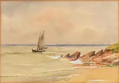 William Bingham McGuiness, Heading Out, watercolour heightened