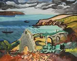 Kerry Coastal Landscape by Evie Hone, gouache on paper, sold May 2021