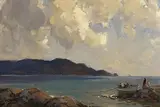 Awaiting the Catch, Antrim Coast by James Humbert Craig, oil on board, offered May 2021