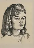 Harry Kernoff, Aran Girl, 1957, charcoal and white chalk on paper