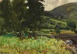 Cattle Grazing Near the River by James Humbert Craig, oil on board, offered May 2021