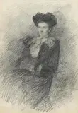 Seated Lady by John Butler Yeats, 1902, pencil drawing, offered May 2021