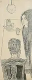 Reginald Grey, Two People, ink on board